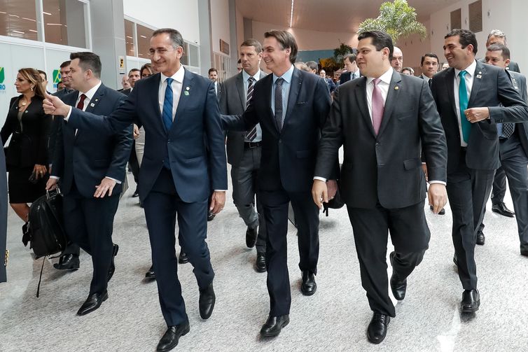 O presidente Jair Bolsonaro durante inauguração do novo terminal de passageiros do Aeroporto Internacional de Macapá.