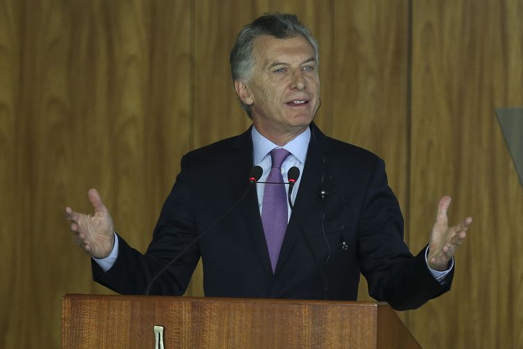 O presidente da Argentina, Mauricio Macri , durante declaração à imprensa